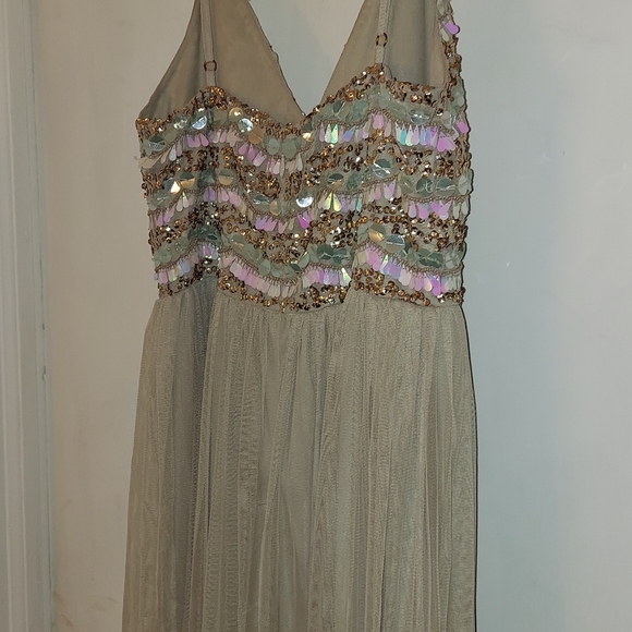 VENUS embellished chiffon long flowy Maxi dress SZ L - Picture 4 of 14